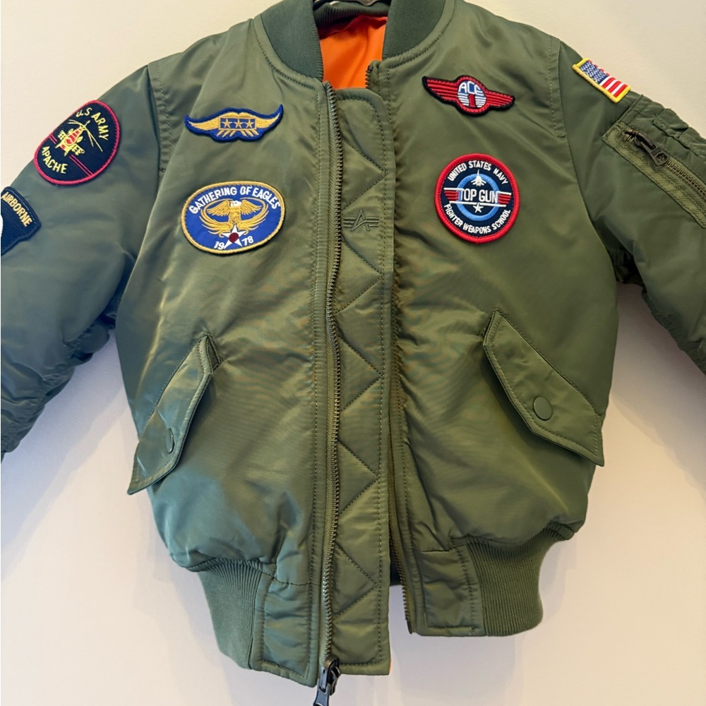 Alpha Industries Kids Bomber Jacket  USAF MA-1 Flyer Sage Green 3T NWOT - Picture 13 of 15